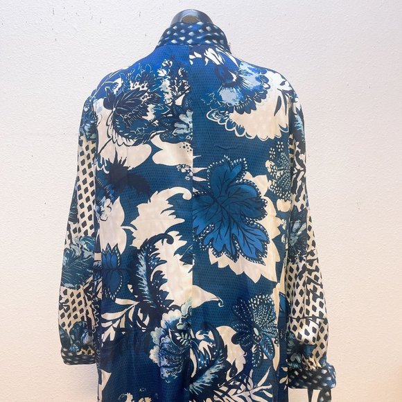 NWT Chico's Blue & White Reversible Cardigan/Duster Size 3 (XL) - Picture 5 of 11